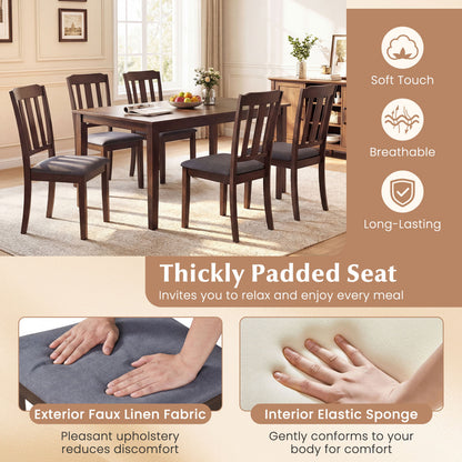 Rubber Wood Dining Chairs Set of 2 with Padded Seats