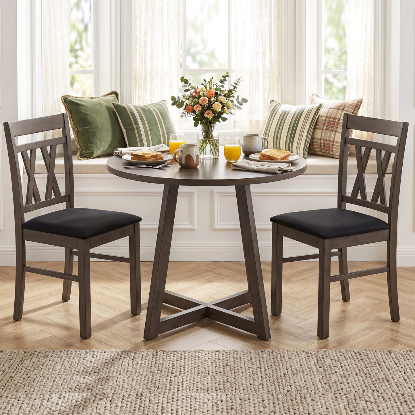 Upholstered Dining Chairs Set of 2 with High Back - Gray