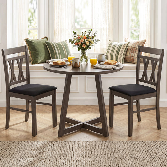 Upholstered Dining Chairs Set of 2 with High Back - Gray