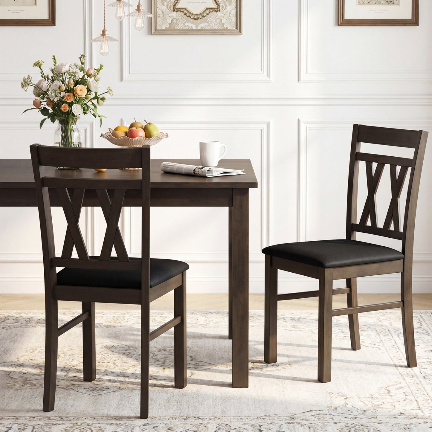Upholstered Dining Chairs Set of 2 with High Back - Gray