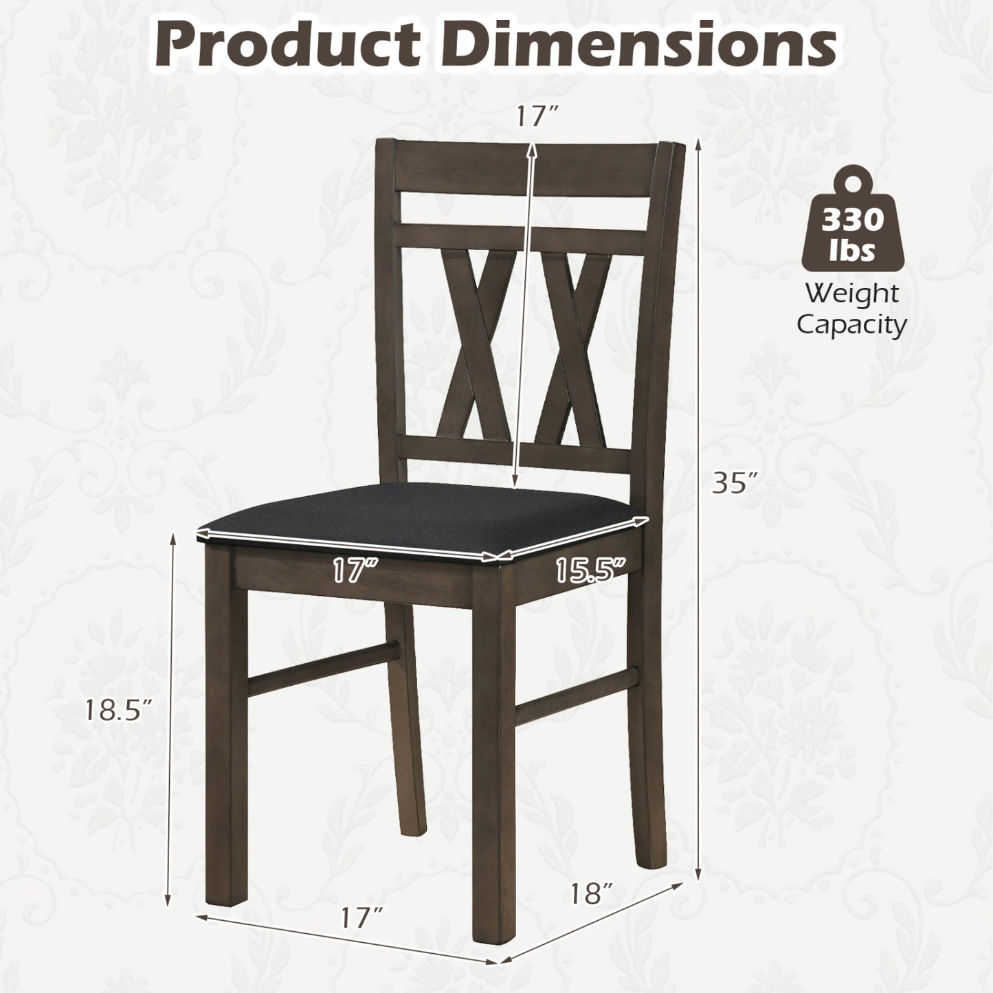 Upholstered Dining Chairs Set of 2 with High Back - Gray