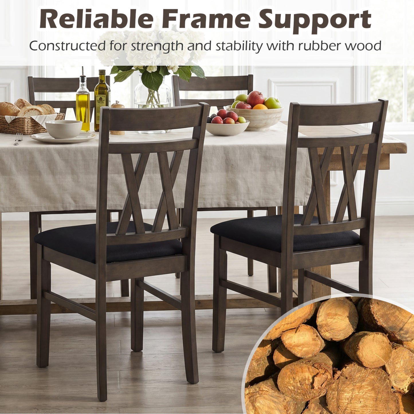 Upholstered Dining Chairs Set of 2 with High Back - Gray