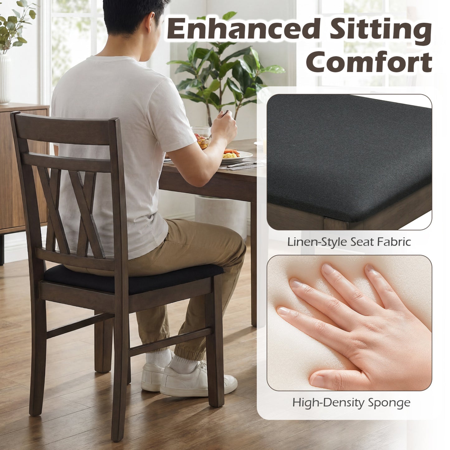 Upholstered Dining Chairs Set of 2 with High Back - Gray