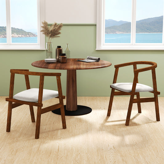 Solid Rubber Wood Dining Chairs with Wrap-Around Armrests