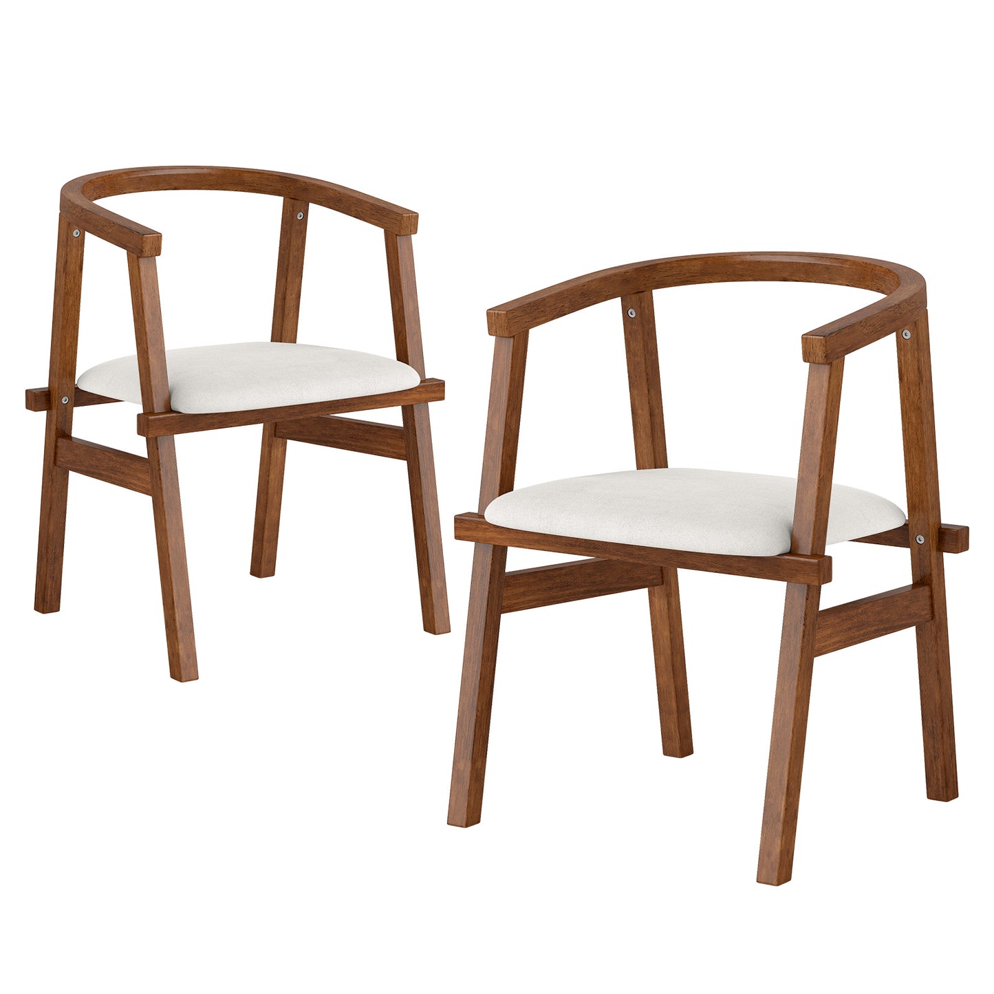 Solid Rubber Wood Dining Chairs with Wrap-Around Armrests