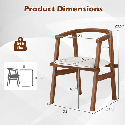 Solid Rubber Wood Dining Chairs with Wrap-Around Armrests