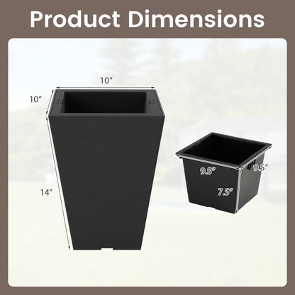 Square Taper Planter with Self-Watering System - Set of 2
