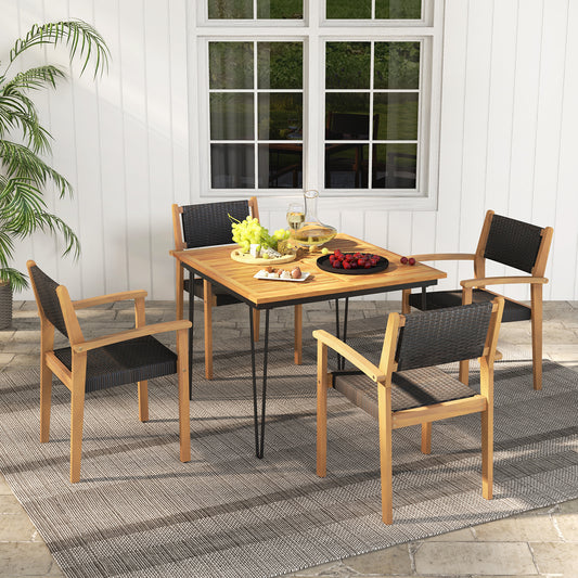 Stackable Wicker Dining Chairs Set of 2 - Mixed Brown