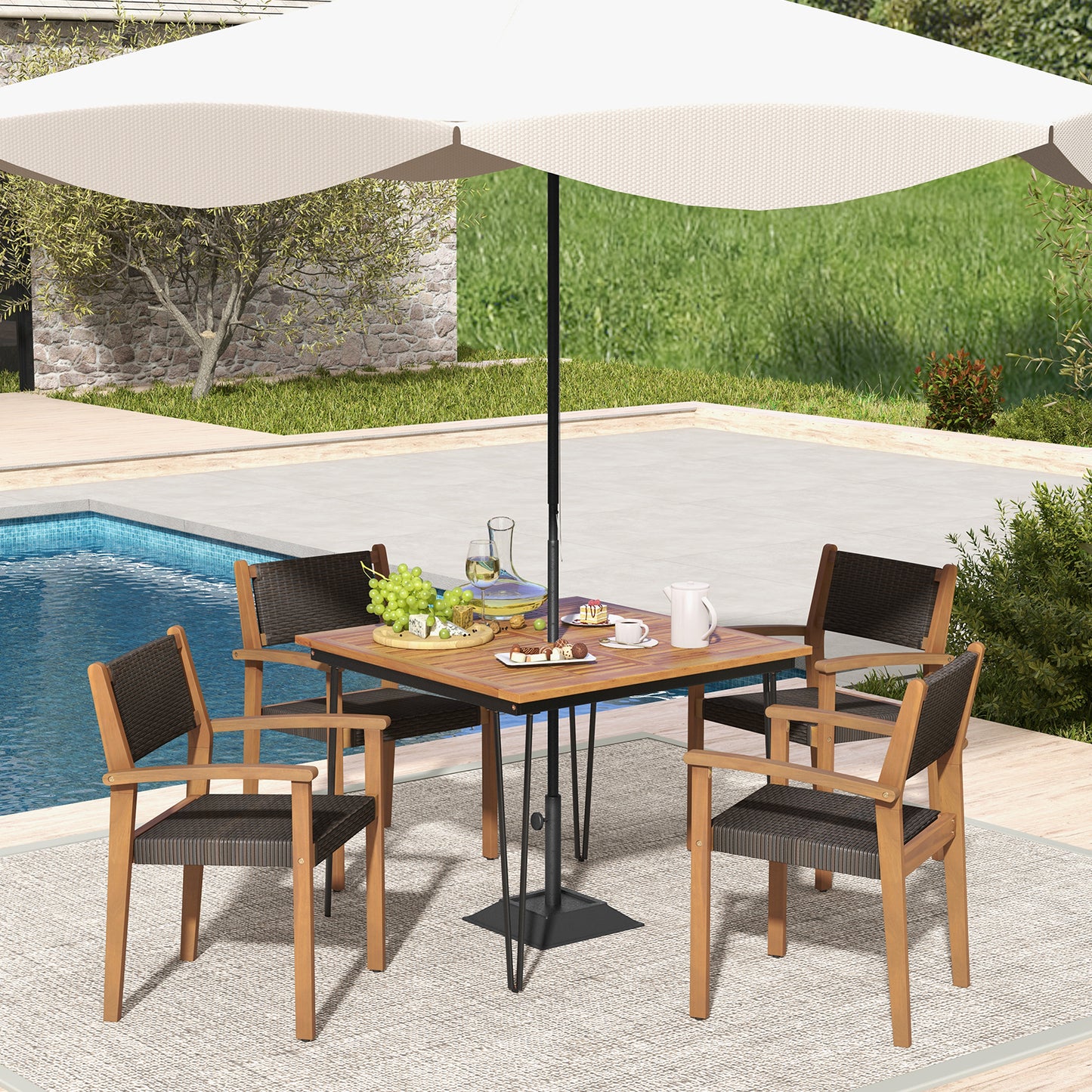 Stackable Wicker Dining Chairs Set of 2 - Mixed Brown