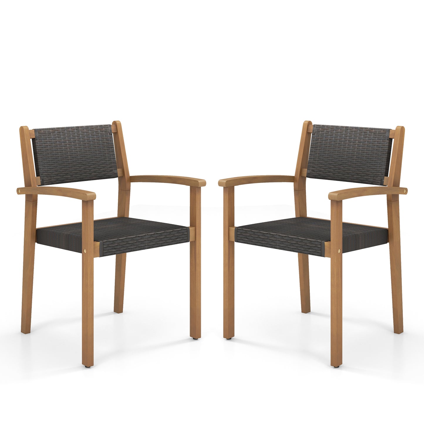 Stackable Wicker Dining Chairs Set of 2 - Mixed Brown