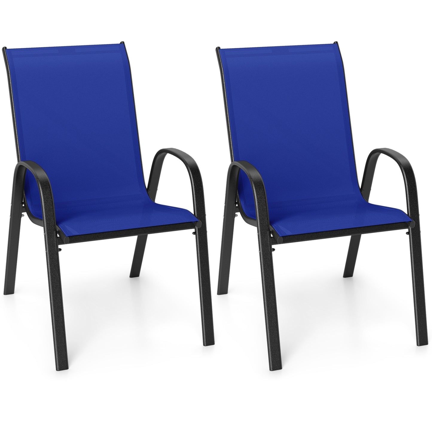 Stackable Patio Dining Chairs Set of 2 with Armrests