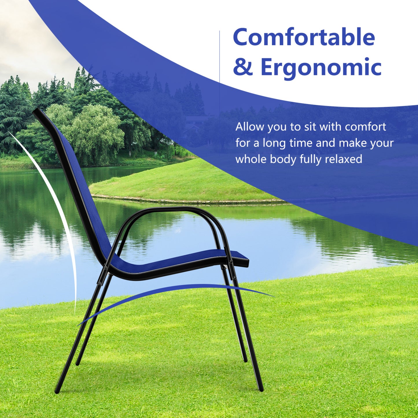 Stackable Patio Dining Chairs Set of 2 with Armrests