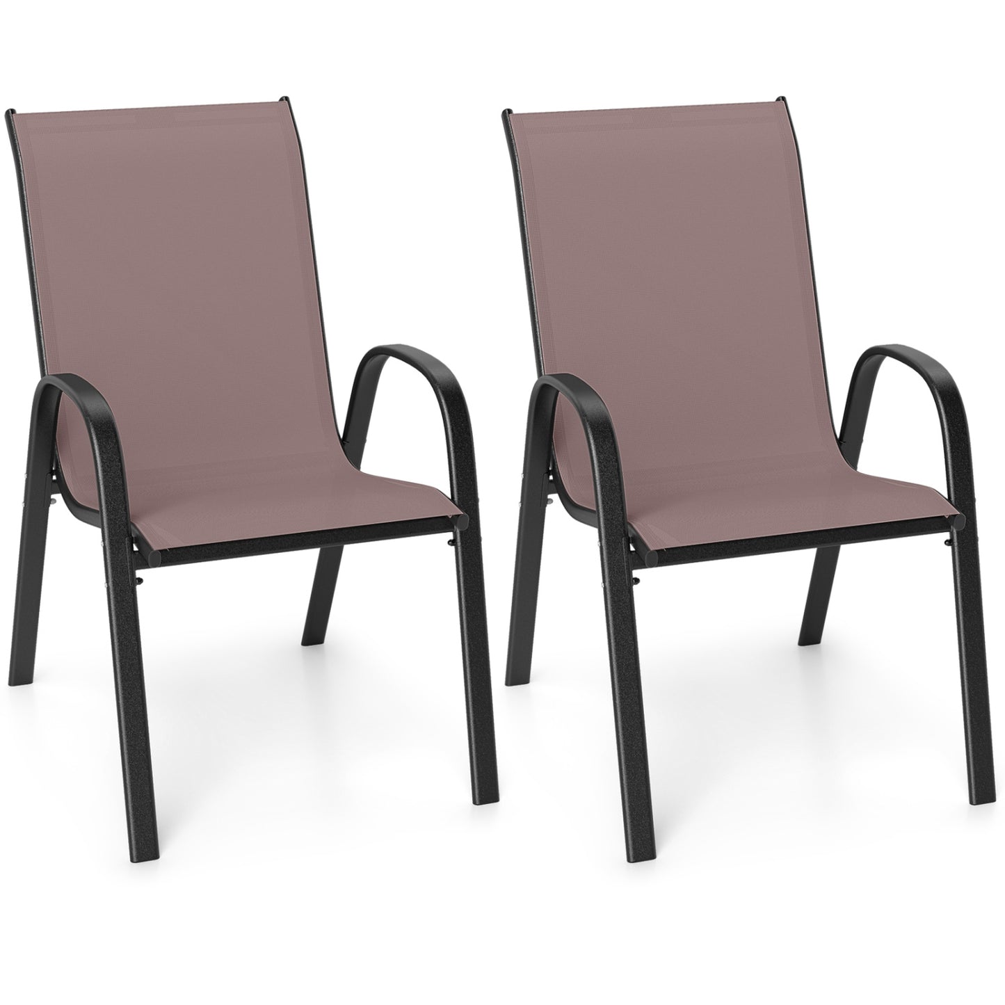 Stackable Patio Dining Chairs Set of 2 with Armrests