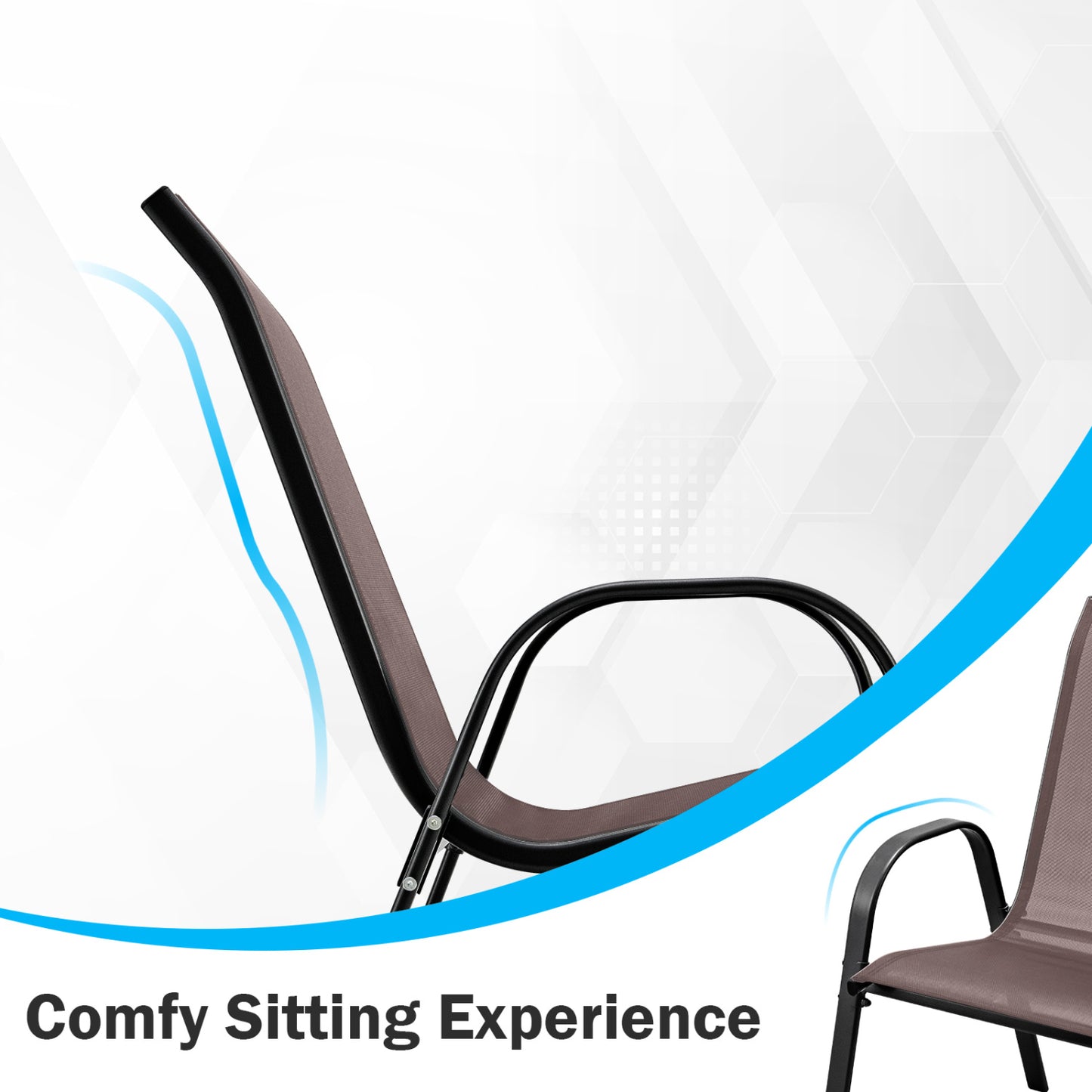 Stackable Patio Dining Chairs Set of 2 with Armrests