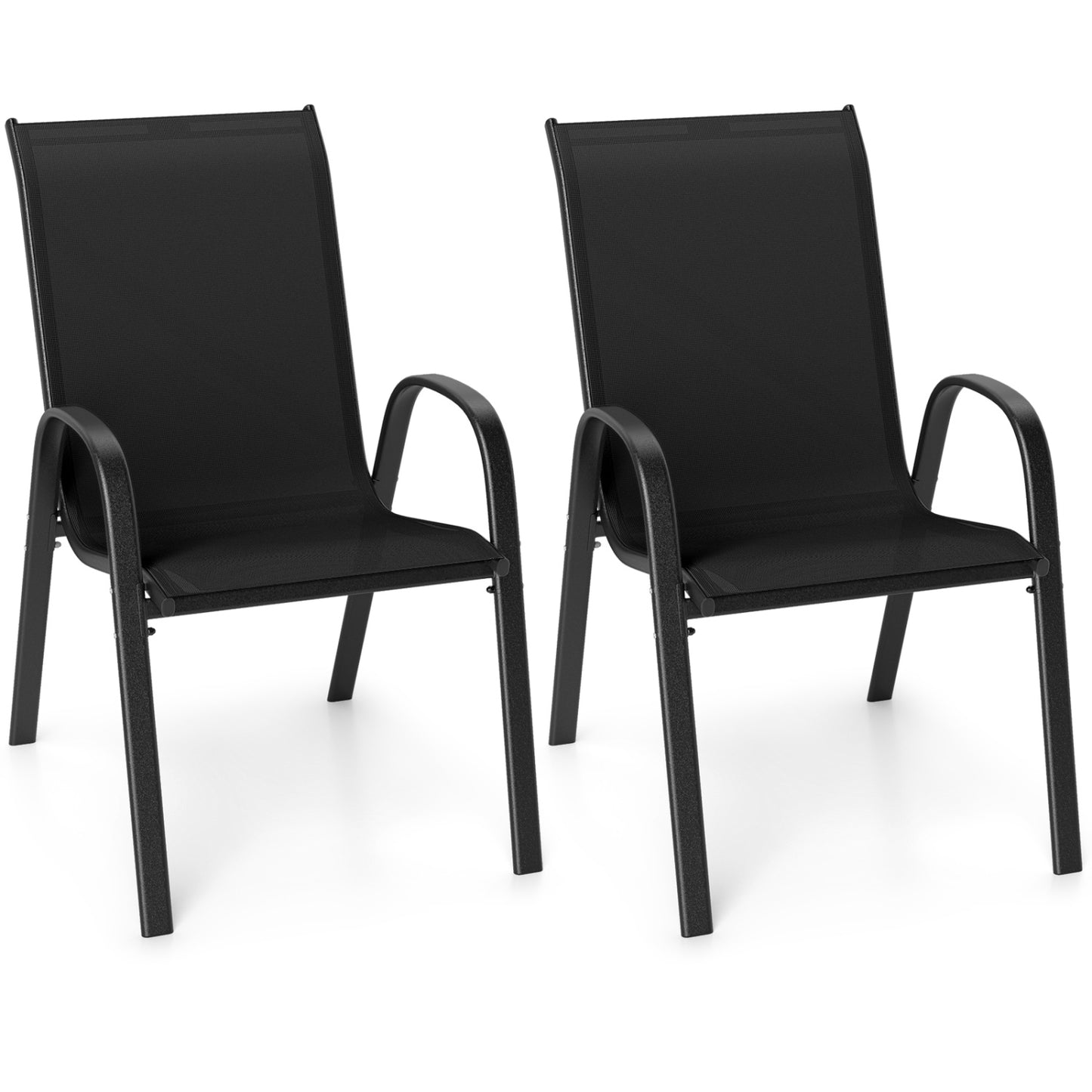 Stackable Patio Dining Chairs Set of 2 with Armrests