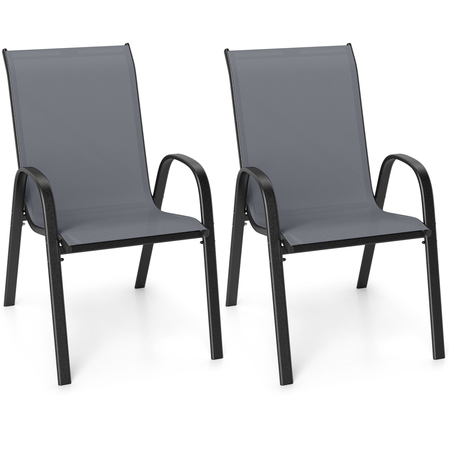 Stackable Patio Dining Chairs Set of 2 with Armrests