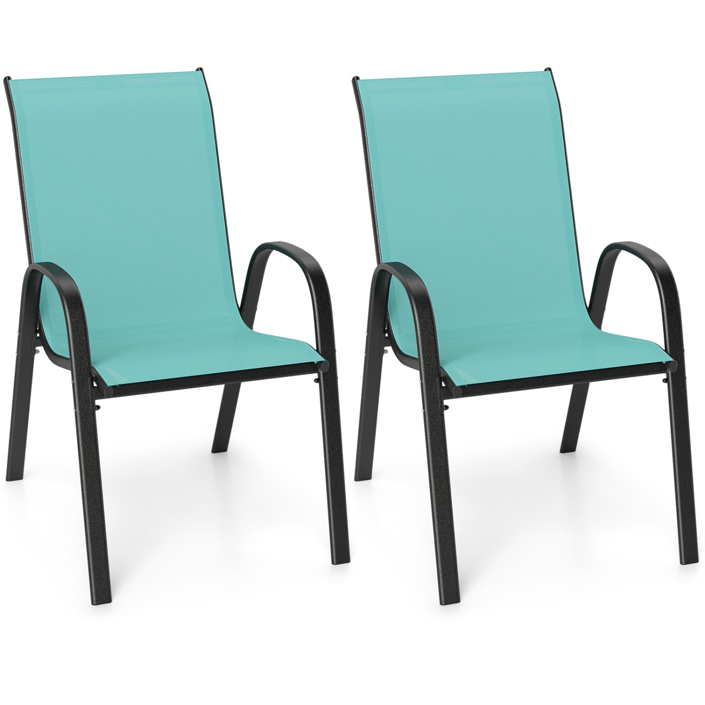 Stackable Patio Dining Chairs Set of 2 with Armrests