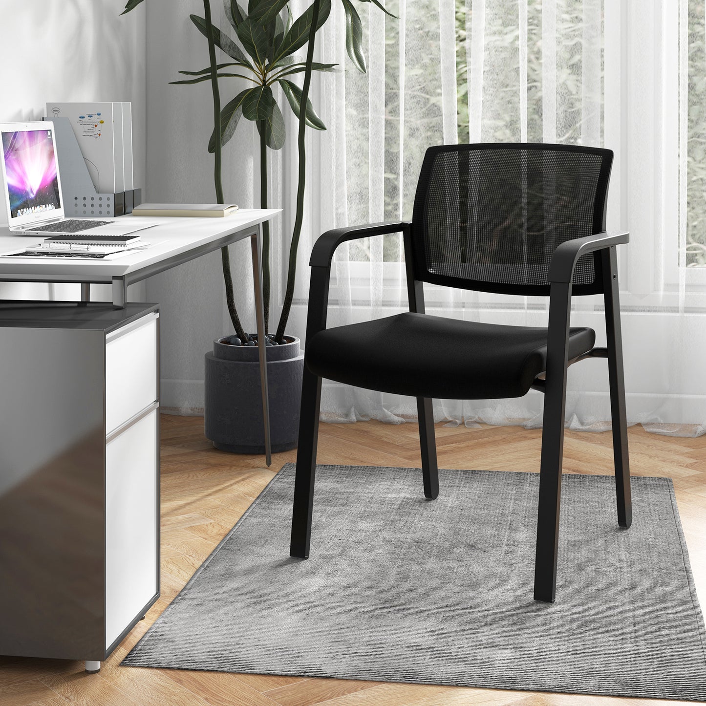 Stackable Reception Chairs with Padded Seat, Set of 2