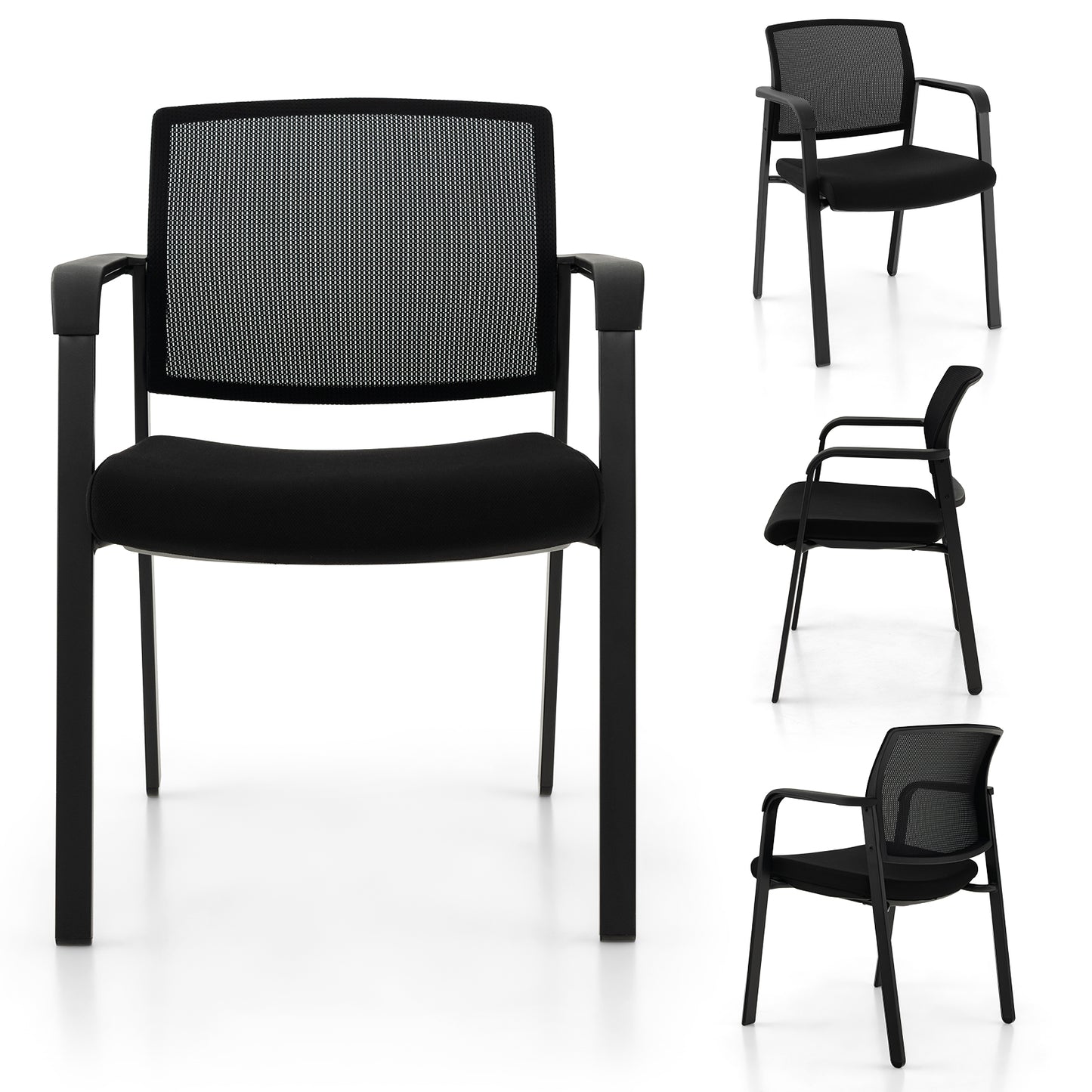 Stackable Reception Chairs with Padded Seat, Set of 2