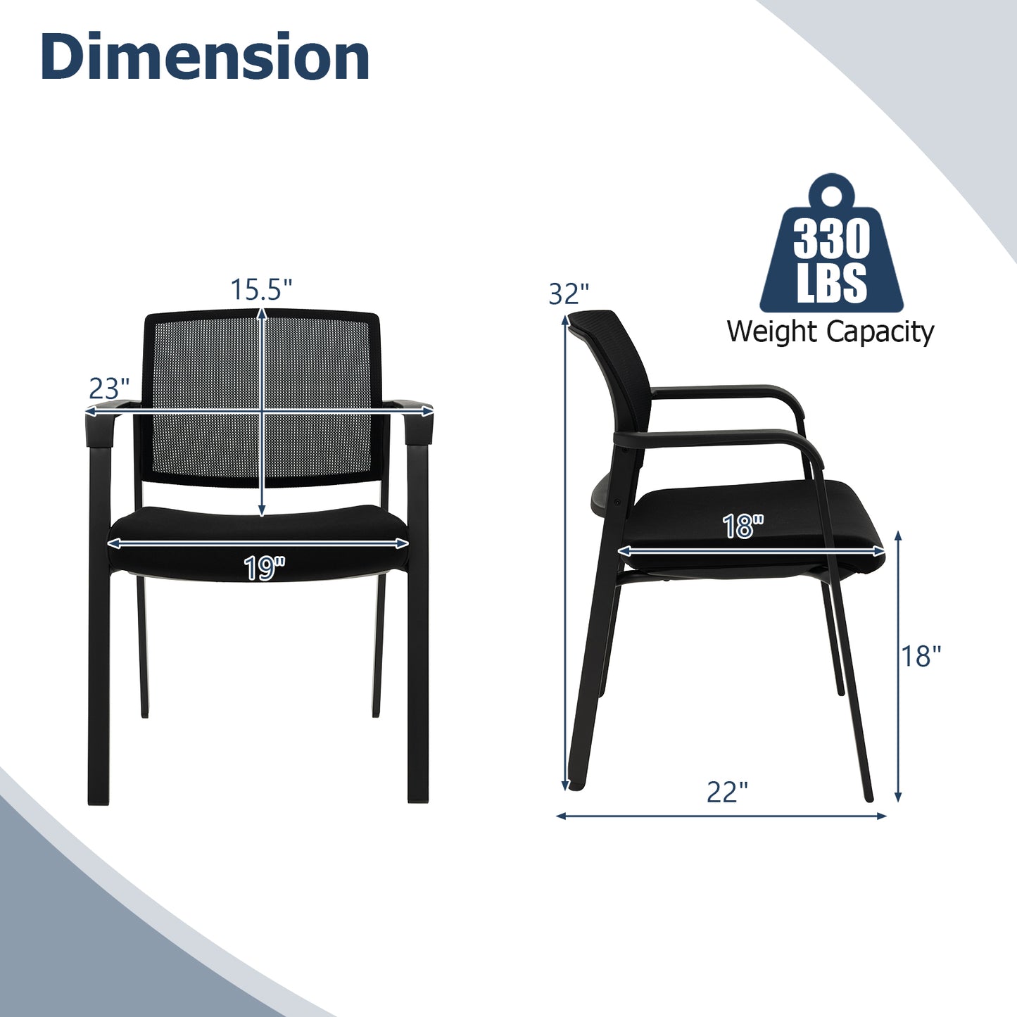 Stackable Reception Chairs with Padded Seat, Set of 2