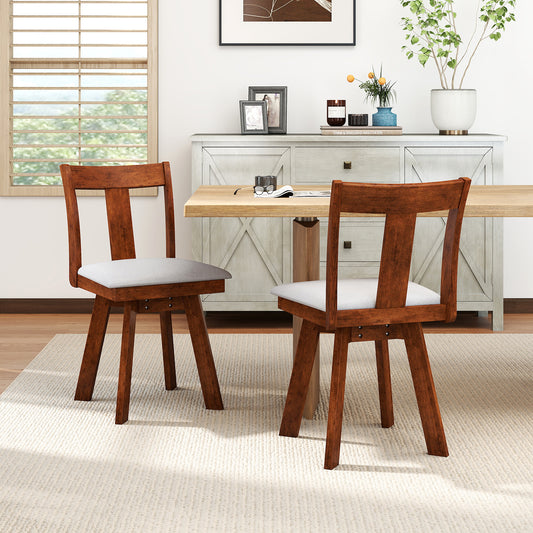 Swivel Dining Chairs Set of 2 with Rubber Wood Frame