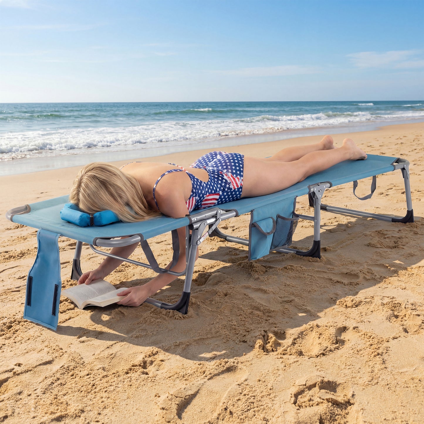 Adjustable Tanning Lounge Chair Set of 2 with Face Hole