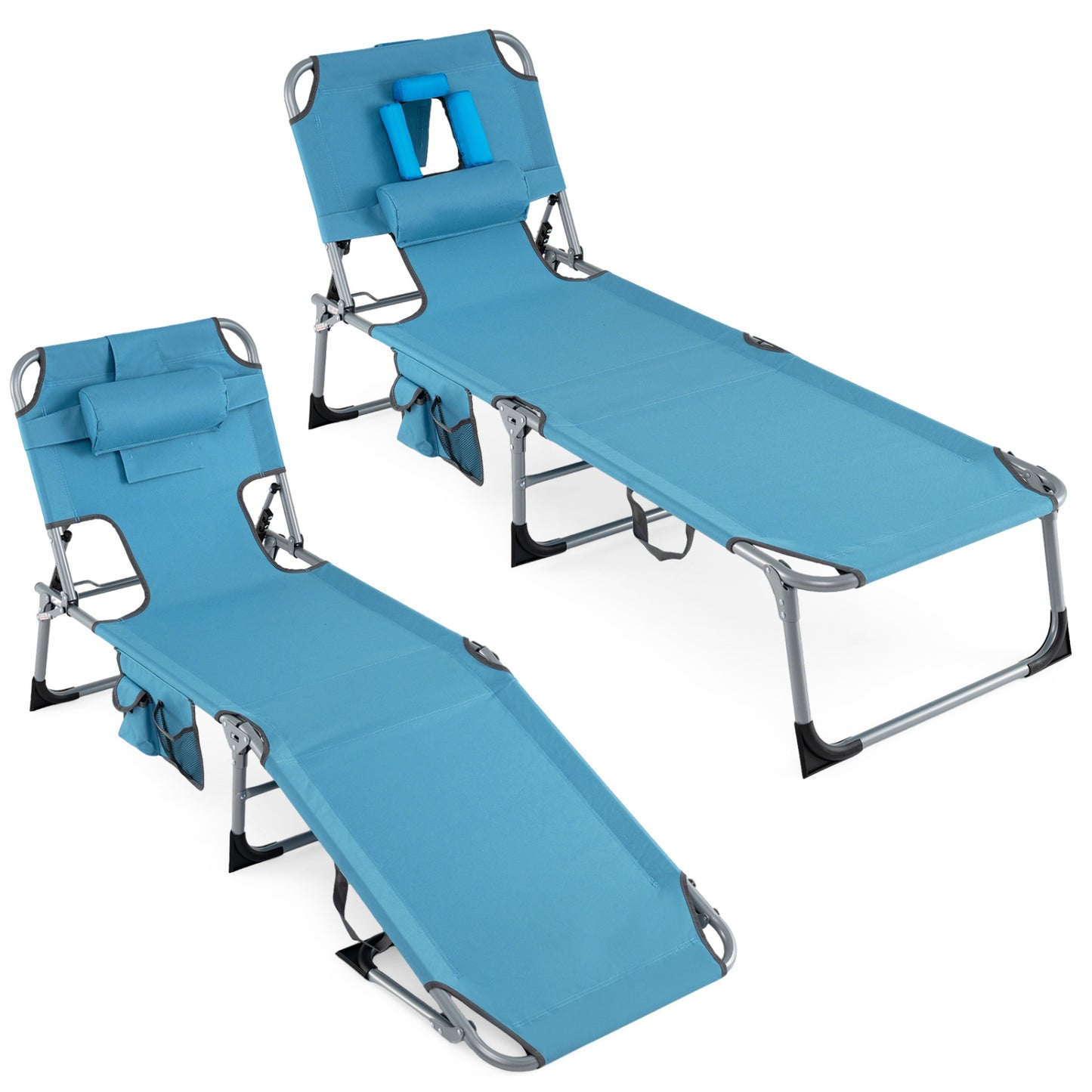 Adjustable Tanning Lounge Chair Set of 2 with Face Hole