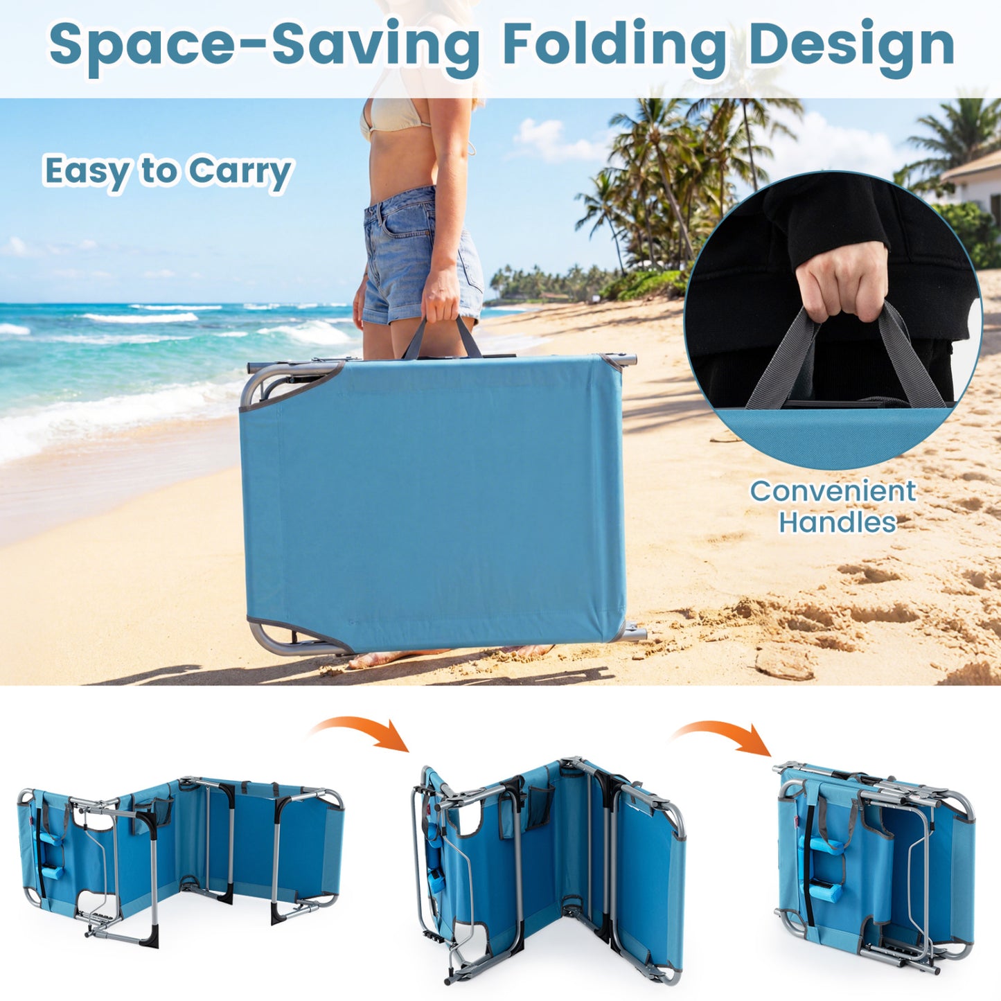 Adjustable Tanning Lounge Chair Set of 2 with Face Hole