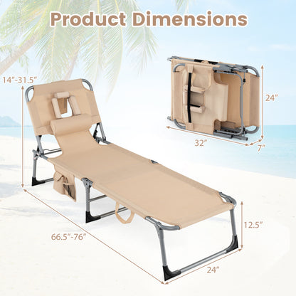 Adjustable Tanning Lounge Chair Set of 2 with Face Hole