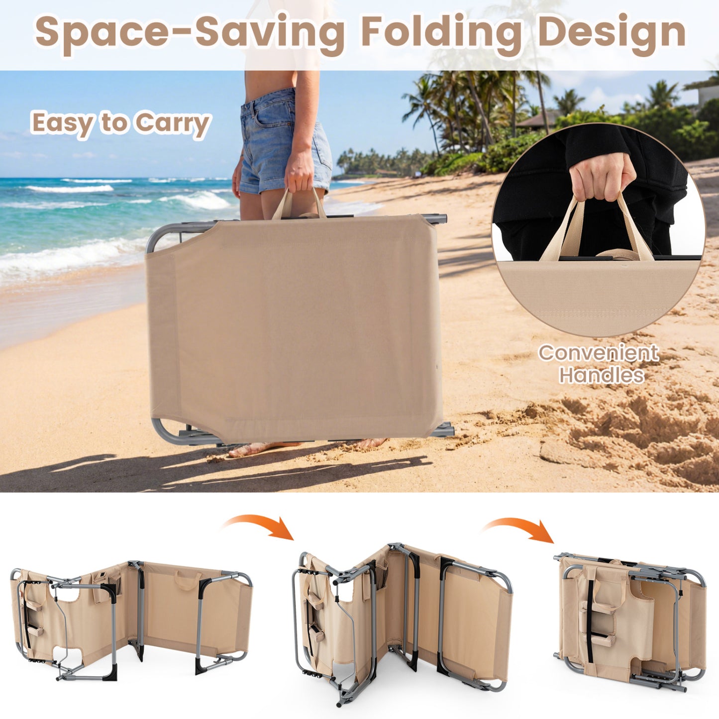 Adjustable Tanning Lounge Chair Set of 2 with Face Hole