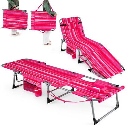 Tanning Lounge Chairs Set of 2 with Face Hole & 4-Level Backrest