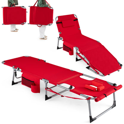 Tanning Lounge Chairs Set of 2 with Face Hole & 4-Level Backrest