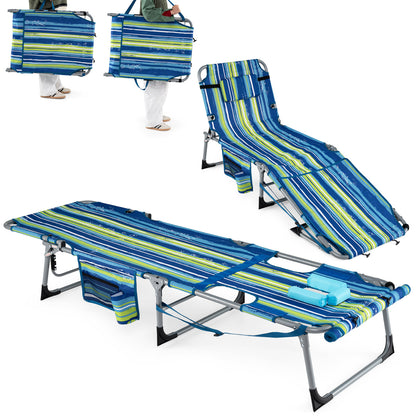 Tanning Lounge Chairs Set of 2 with Face Hole & 4-Level Backrest
