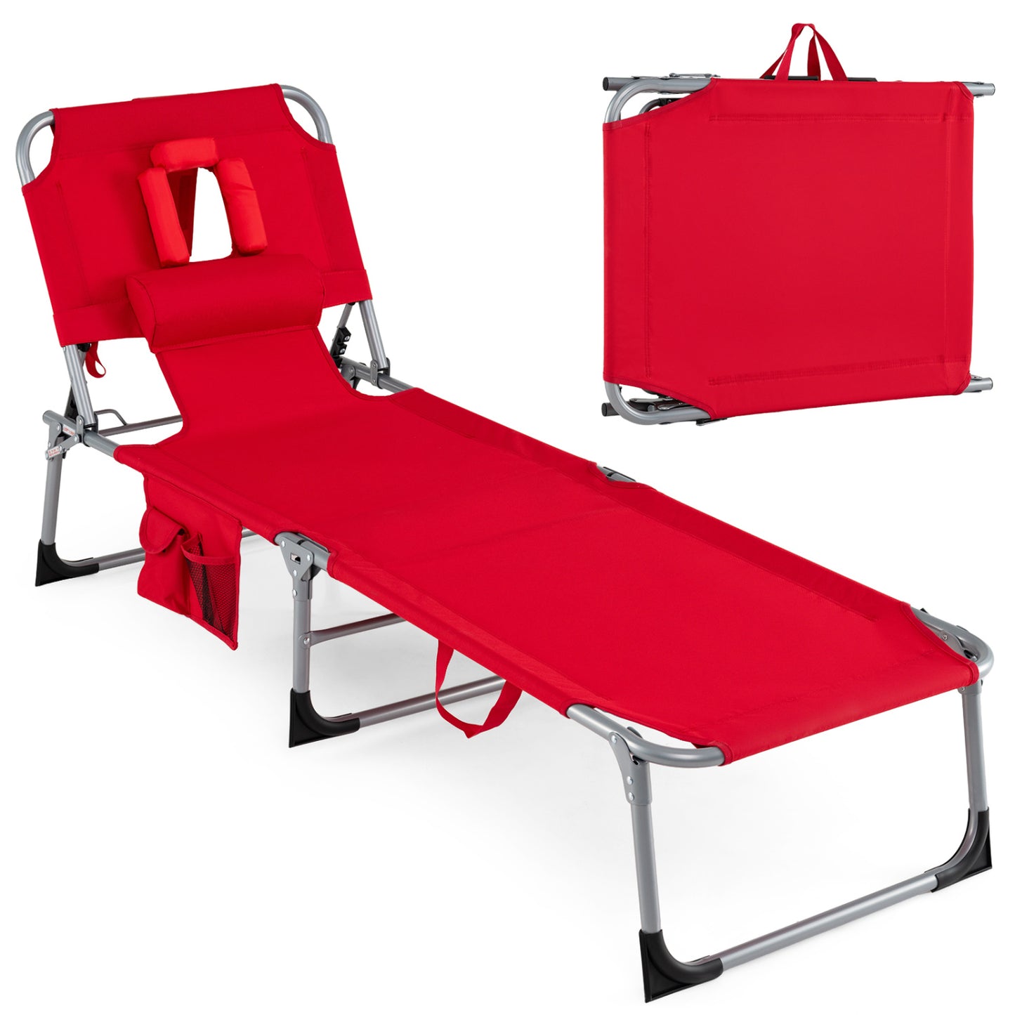 Adjustable Tanning Lounge Chair Set of 2 with Face Hole