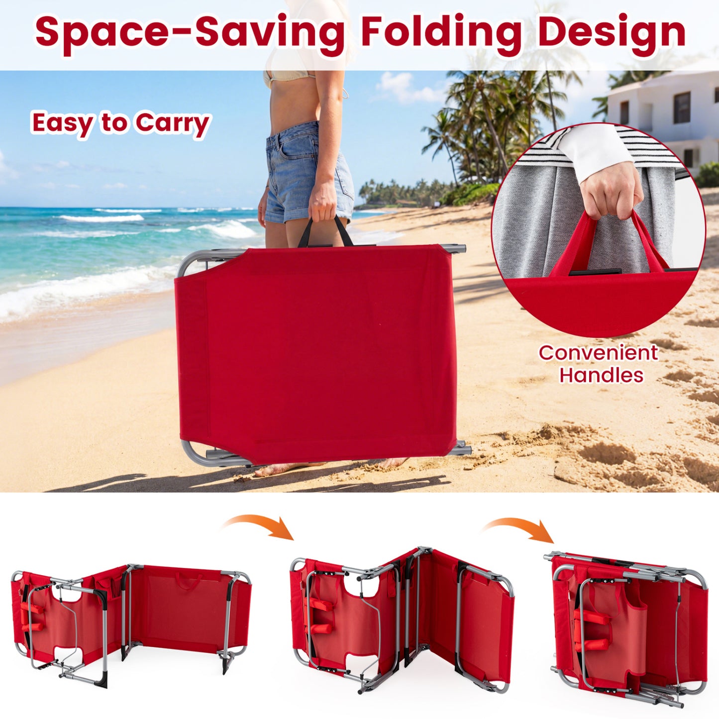 Adjustable Tanning Lounge Chair Set of 2 with Face Hole