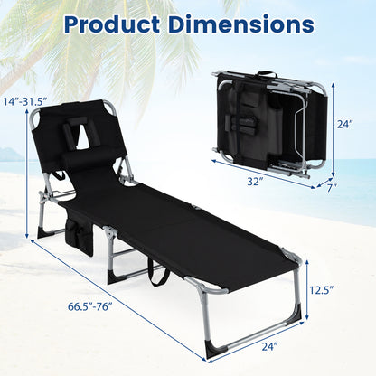 Adjustable Tanning Lounge Chair Set of 2 with Face Hole