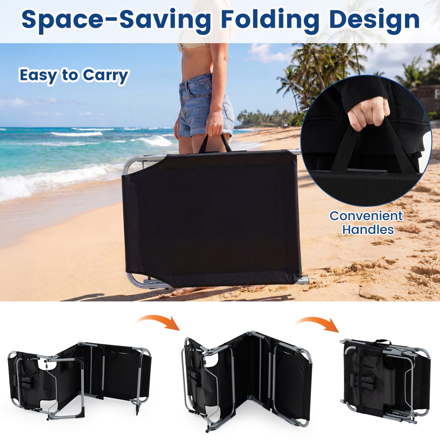 Adjustable Tanning Lounge Chair Set of 2 with Face Hole
