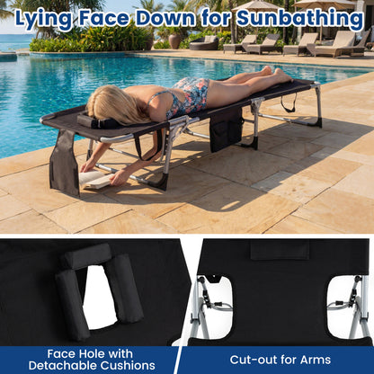 Adjustable Tanning Lounge Chair Set of 2 with Face Hole
