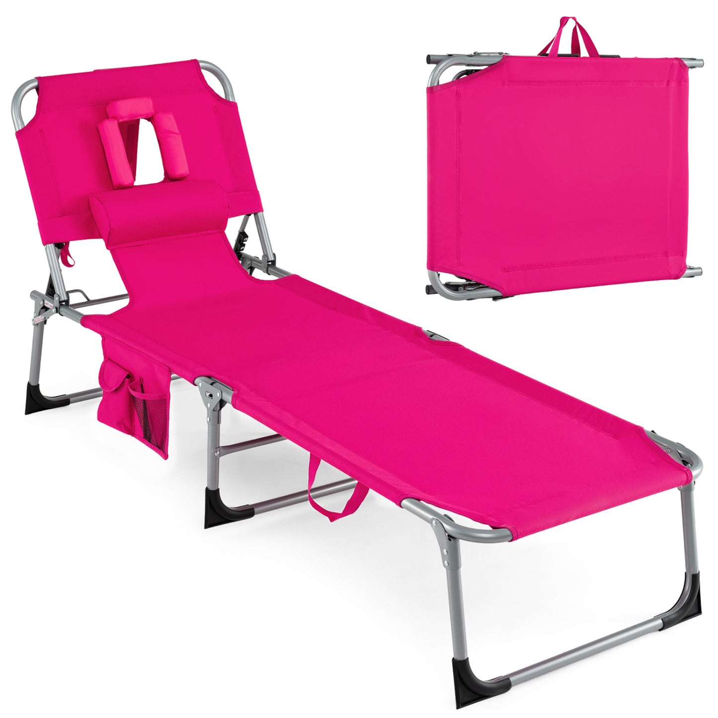 Adjustable Tanning Lounge Chair Set of 2 with Face Hole