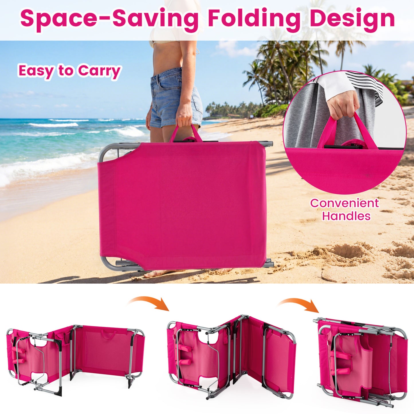 Adjustable Tanning Lounge Chair Set of 2 with Face Hole
