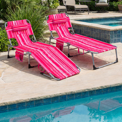 Adjustable Tanning Lounge Chair Set of 2 with Face Hole