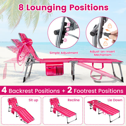 Adjustable Tanning Lounge Chair Set of 2 with Face Hole