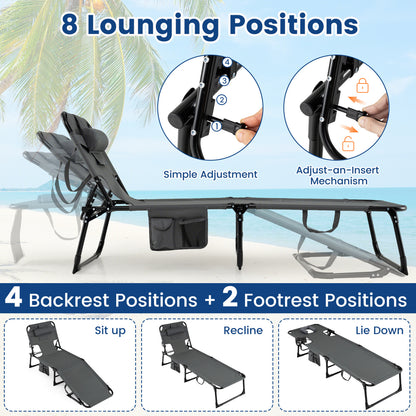 Adjustable Tanning Lounge Chair Set of 2 with Face Hole
