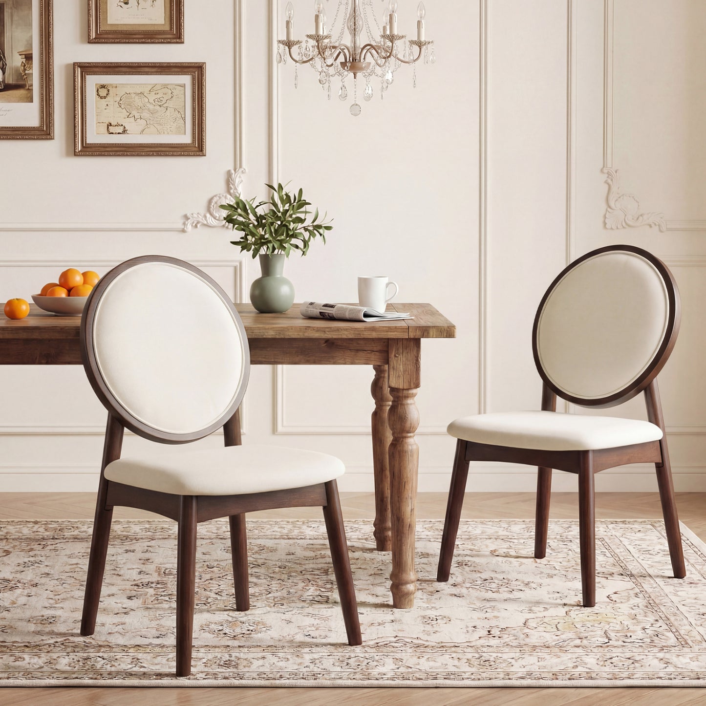 Upholstered Dining Chairs Set of 2 with Padded Seat