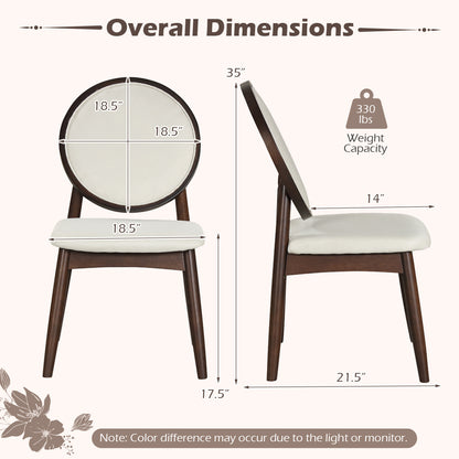 Upholstered Dining Chairs Set of 2 with Padded Seat