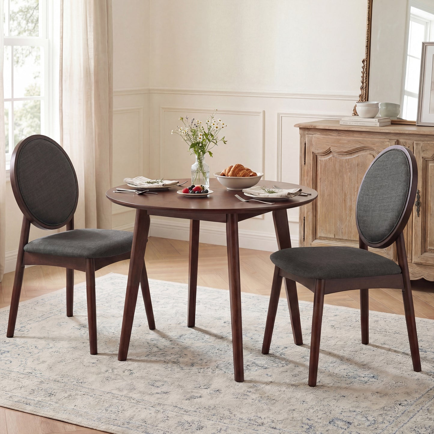 Upholstered Dining Chairs Set of 2 with Padded Seat