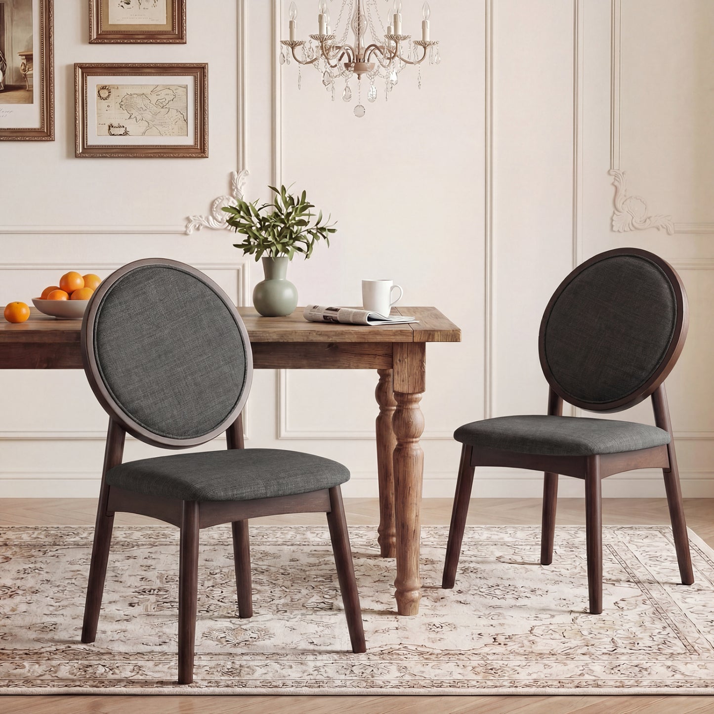 Upholstered Dining Chairs Set of 2 with Padded Seat