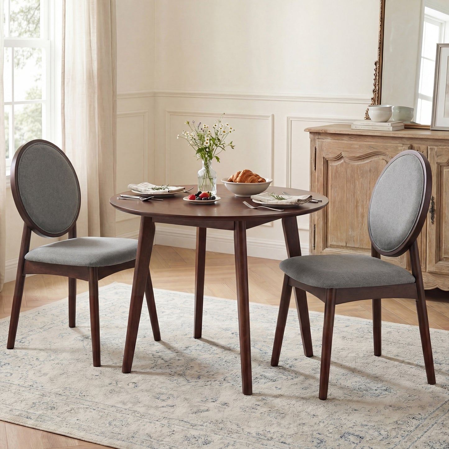 Upholstered Dining Chairs Set of 2 with Padded Seat