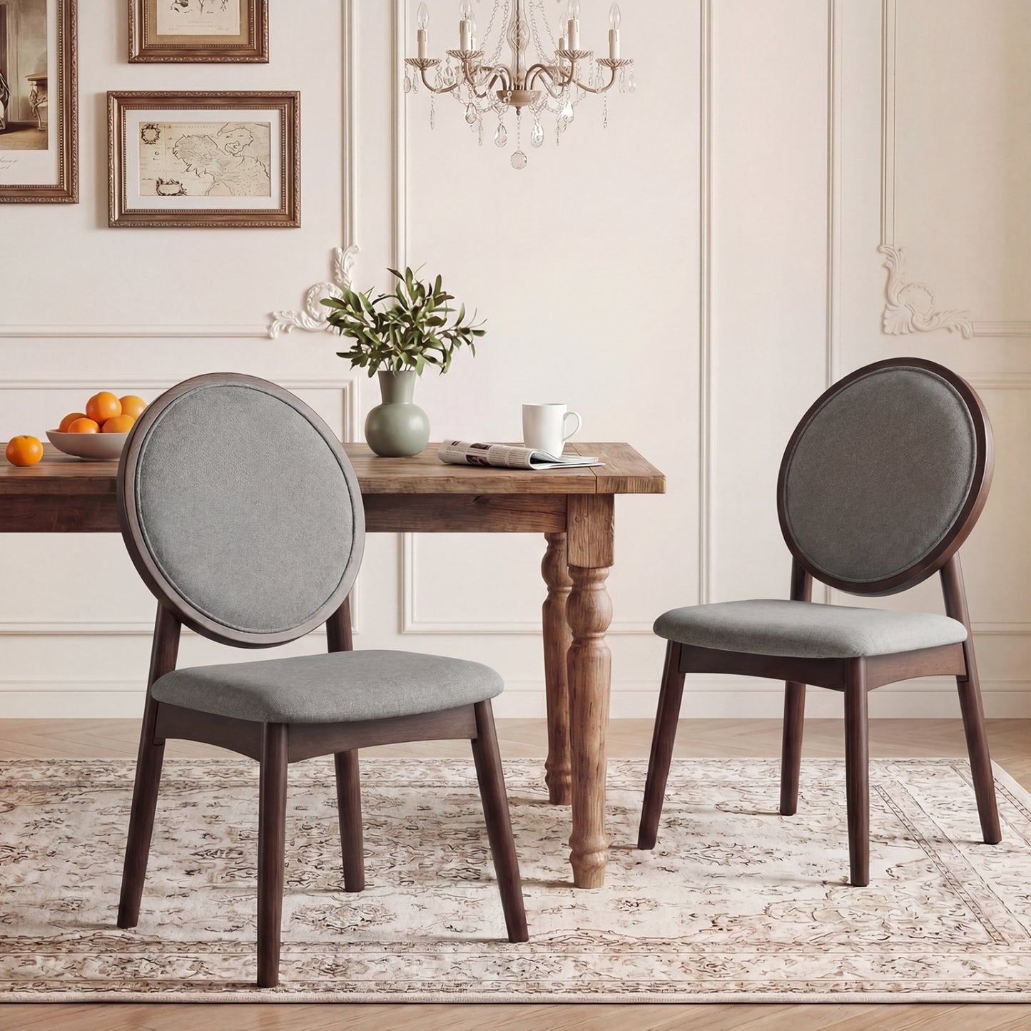 Upholstered Dining Chairs Set of 2 with Padded Seat