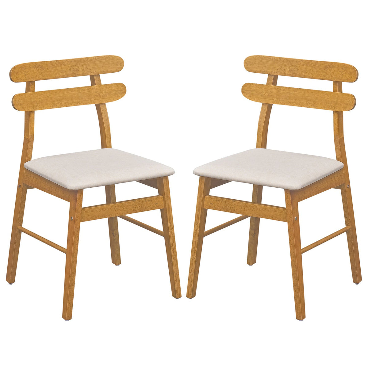 Upholstered Dining Chairs Set of 2 with Solid Wood Legs